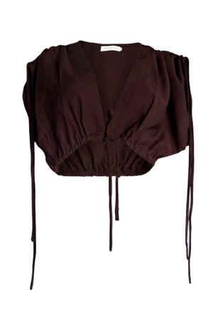 PTJ304029 blusa color café con lazos ajustables