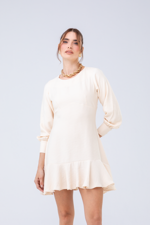 PTJ3072 vestido corto con mangas largas color beige