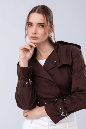 PTJ4037 chaqueta con bolsillos café
