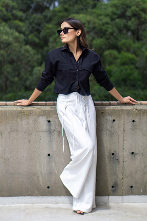 PTJ505809 blusa con bolsillos y pantalón romántico