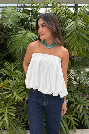 PTJ8815 blusa negra con elástico color blanca