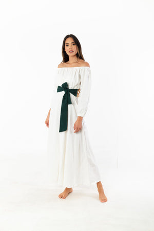 Vestido blanco con cinturon femenino