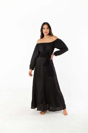 vestido largo negro para mujer