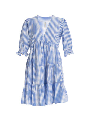 vestido manga corta color azul