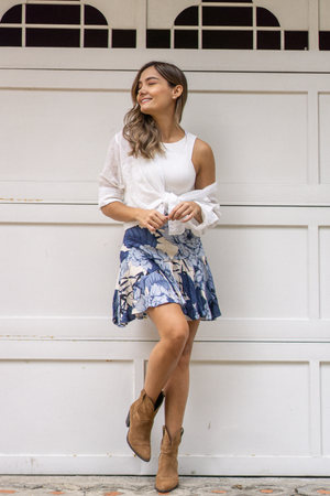 Mini falda estampada para mujer