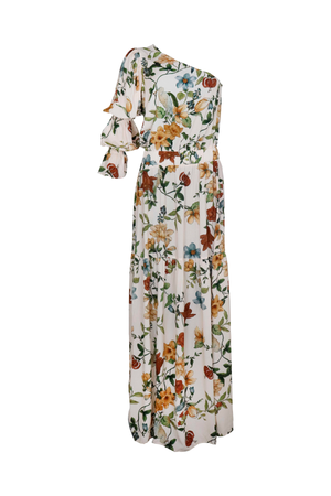 Vestido corte asimetrico beige