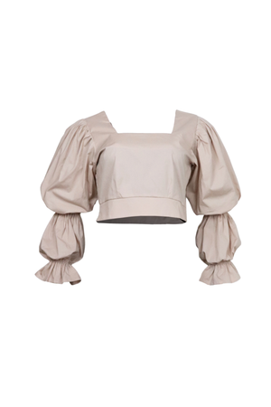 Blusa tipo crop top beige.