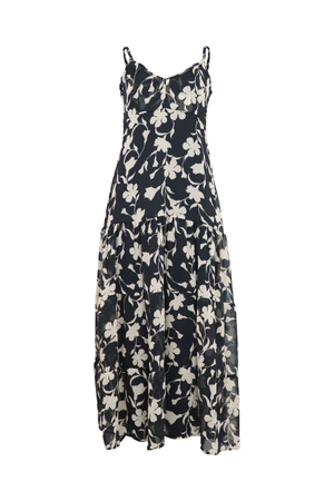 Vestido de tiras negro y blanco.