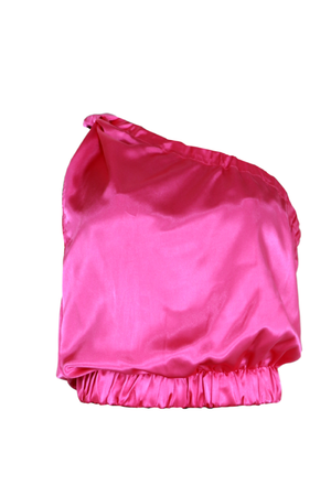 Blusa satinada corta y asimétrica