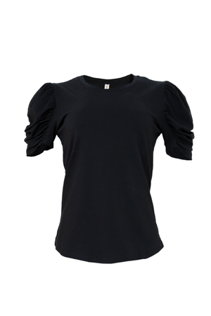 Camiseta magas puff en color negro