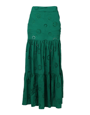Falda en ojalillo color verde