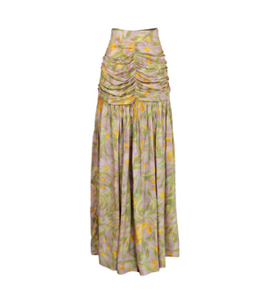 Falda drapeada de color beige