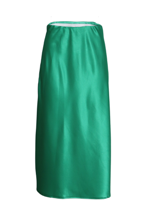 Falda mini satinada de color verde