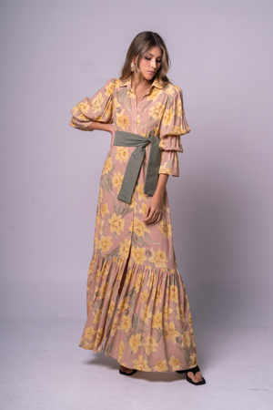 Vestido largo con cinturón
