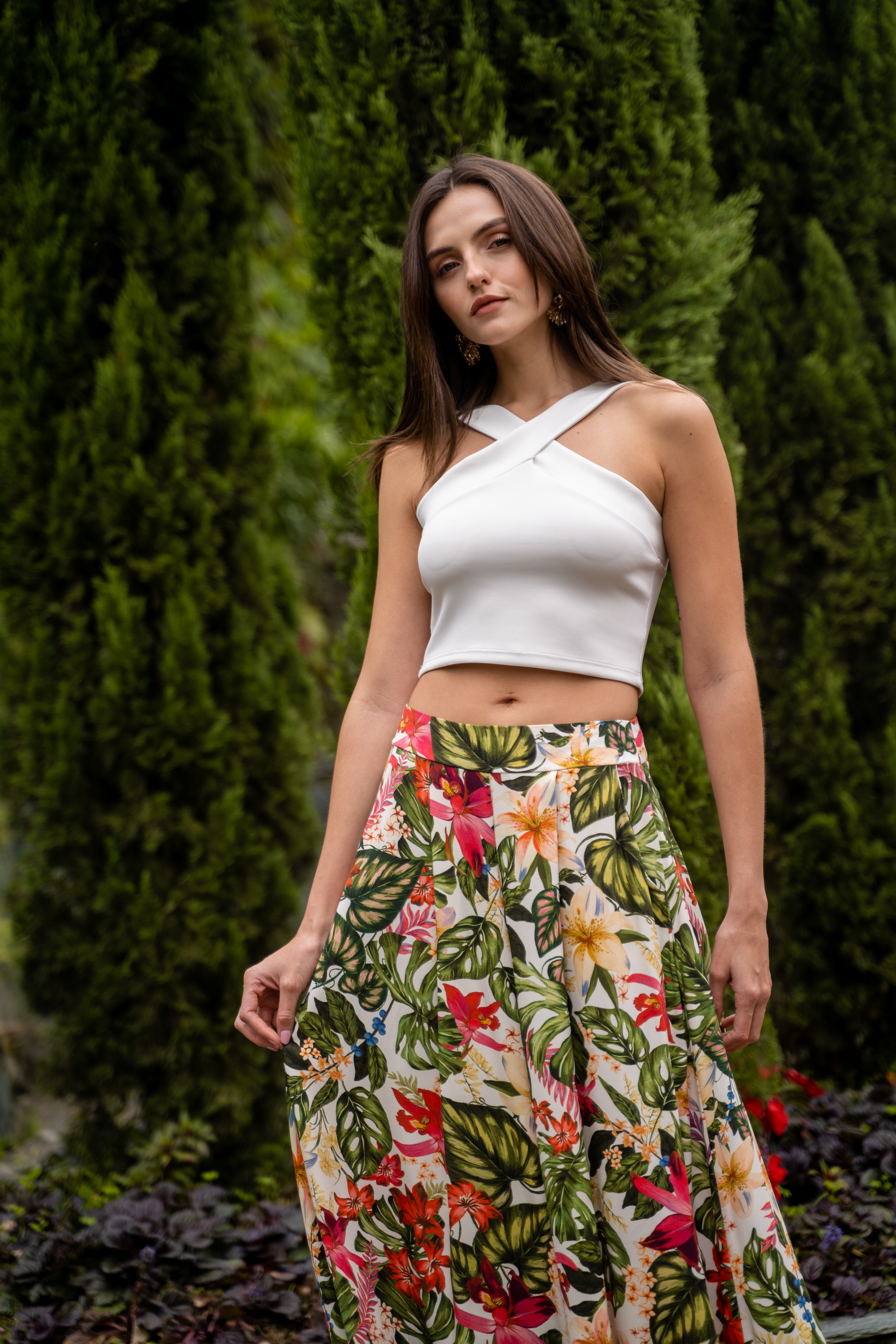 Pantalón palazzo para mujer con crop top