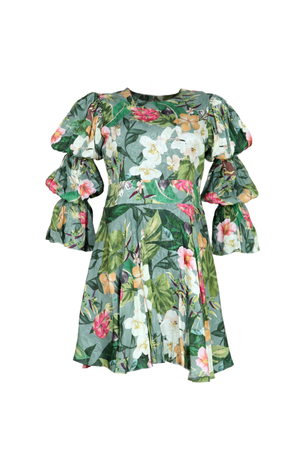 Vestido corto con flores estampadas