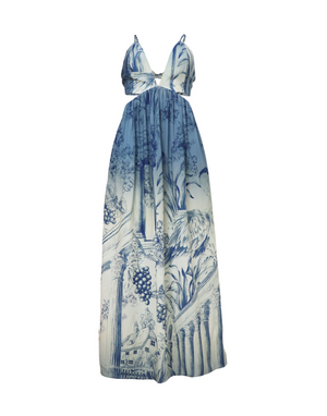 Vestido de tiras largo con lazos para amarrar en espalda