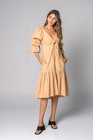 vestido beige para mujer