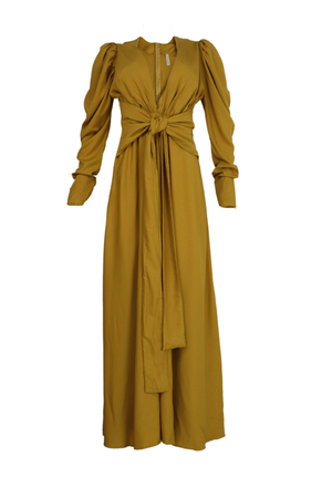 Vestido con lazos color mostaza