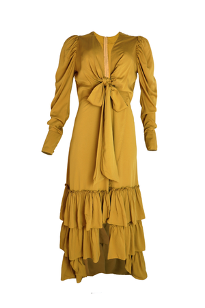 Vestido mostaza con lazos