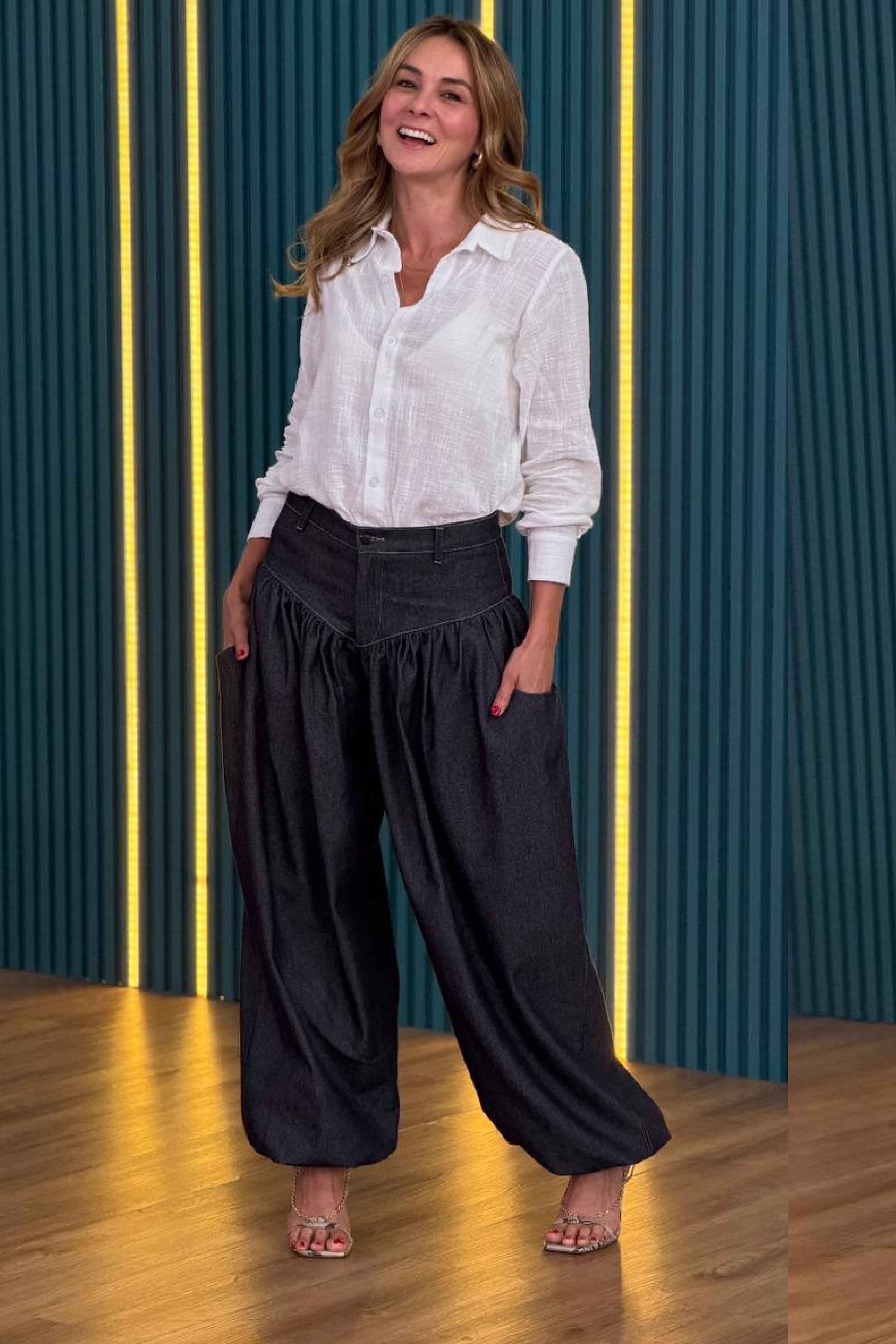 PTJ00010 pantalón azul oscuro con costuras