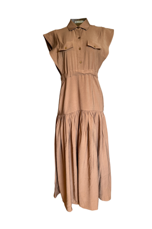 PTJ0062 vestido largo color camel para mujer