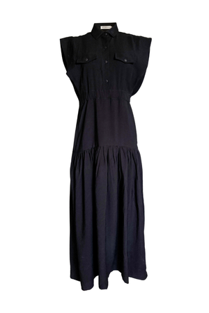 PTJ0062 vestido largo color negro para mujer