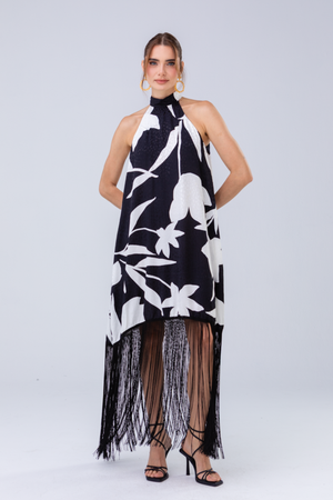 PTJ0068 vestido con flecos y estampado colombia