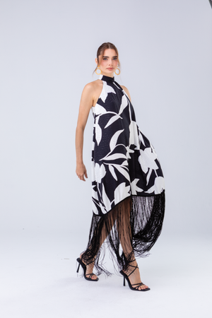 PTJ0068 vestido con flecos y estampado colombia