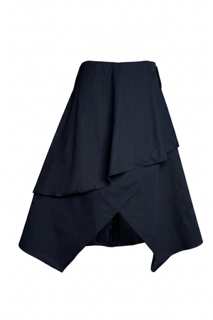 PTJ0089 falda en capas color azul oscuro