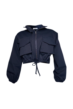 PTJ009012 chaqueta azul oscuro con mangas largas con bolsillos