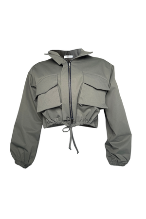 PTJ009012 chaqueta verde militar con mangas largas 