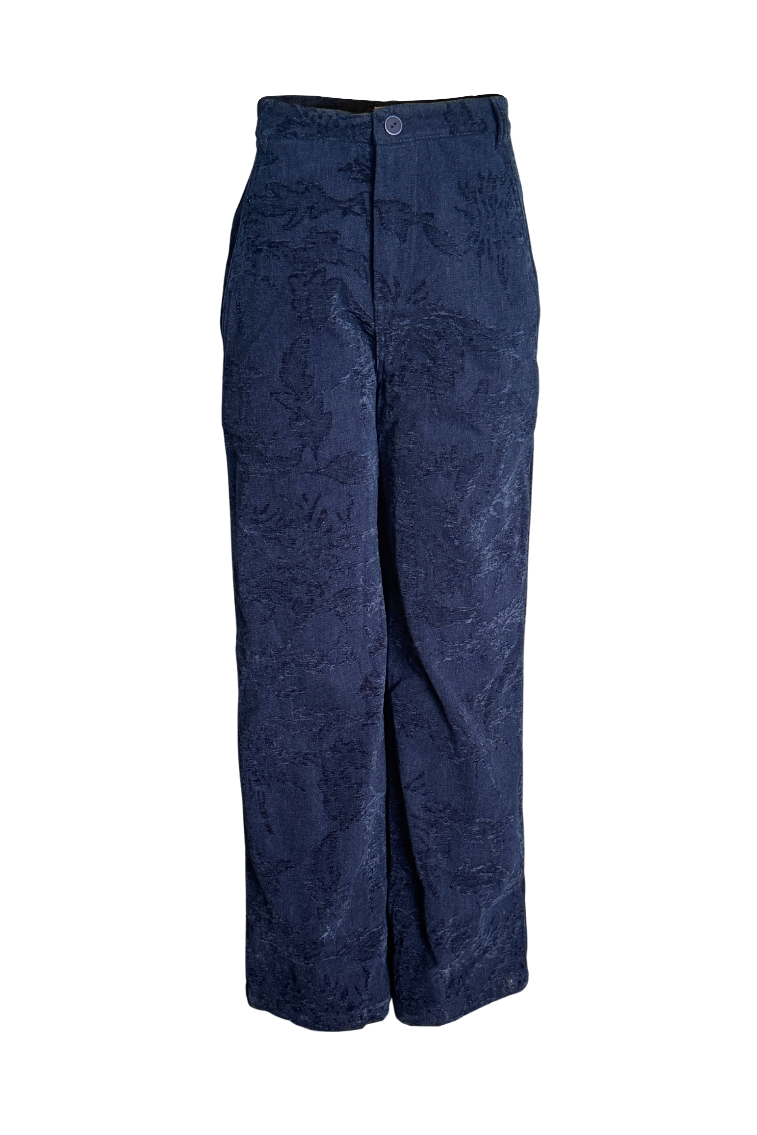 PTJ010111 pantalón con bolsillos laterales color azul oscuro con botón
