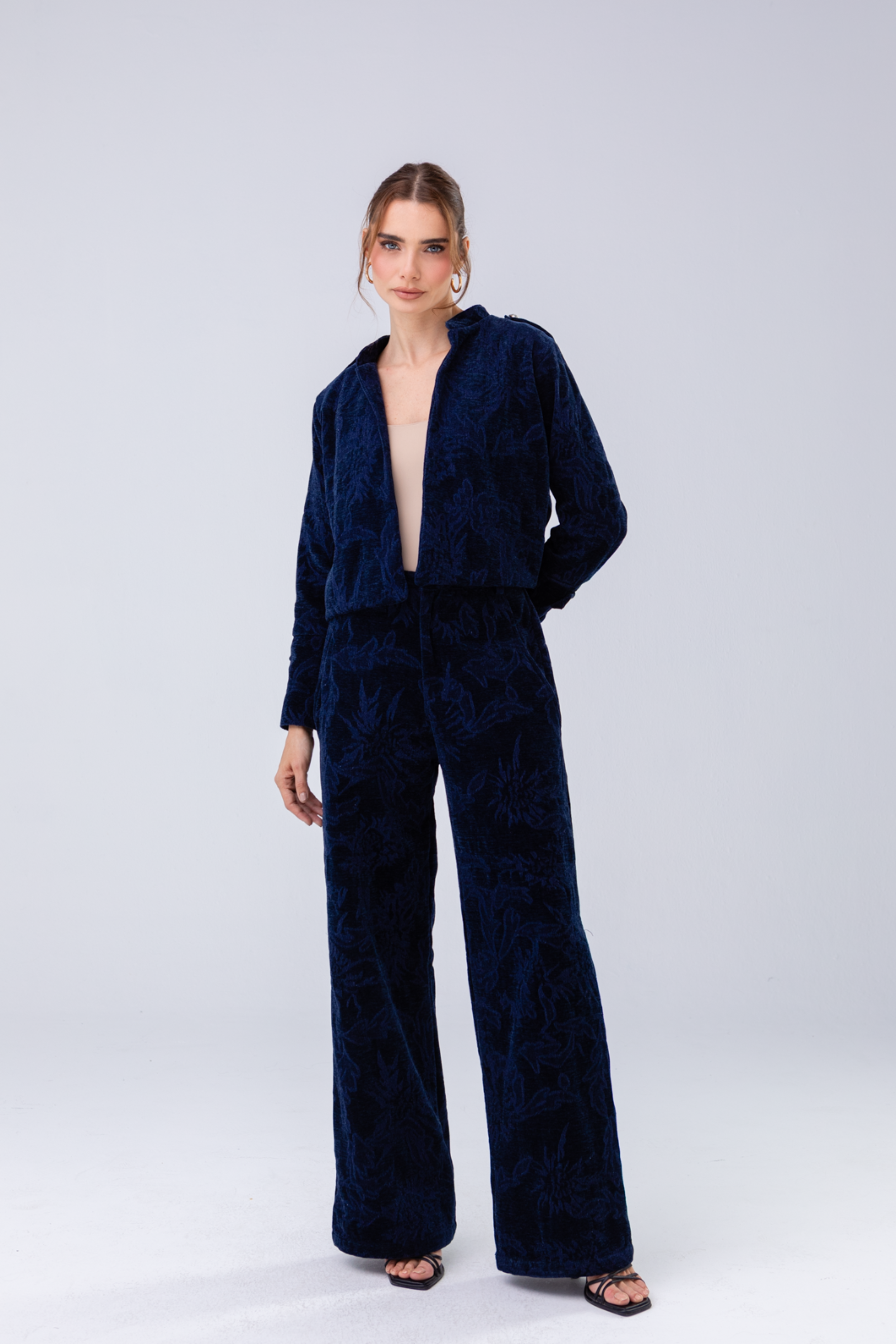 PTJ0102 chaqueta de mangas largas con pantalón color azul oscuro