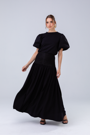 PTJ0104 falda negra con flecos