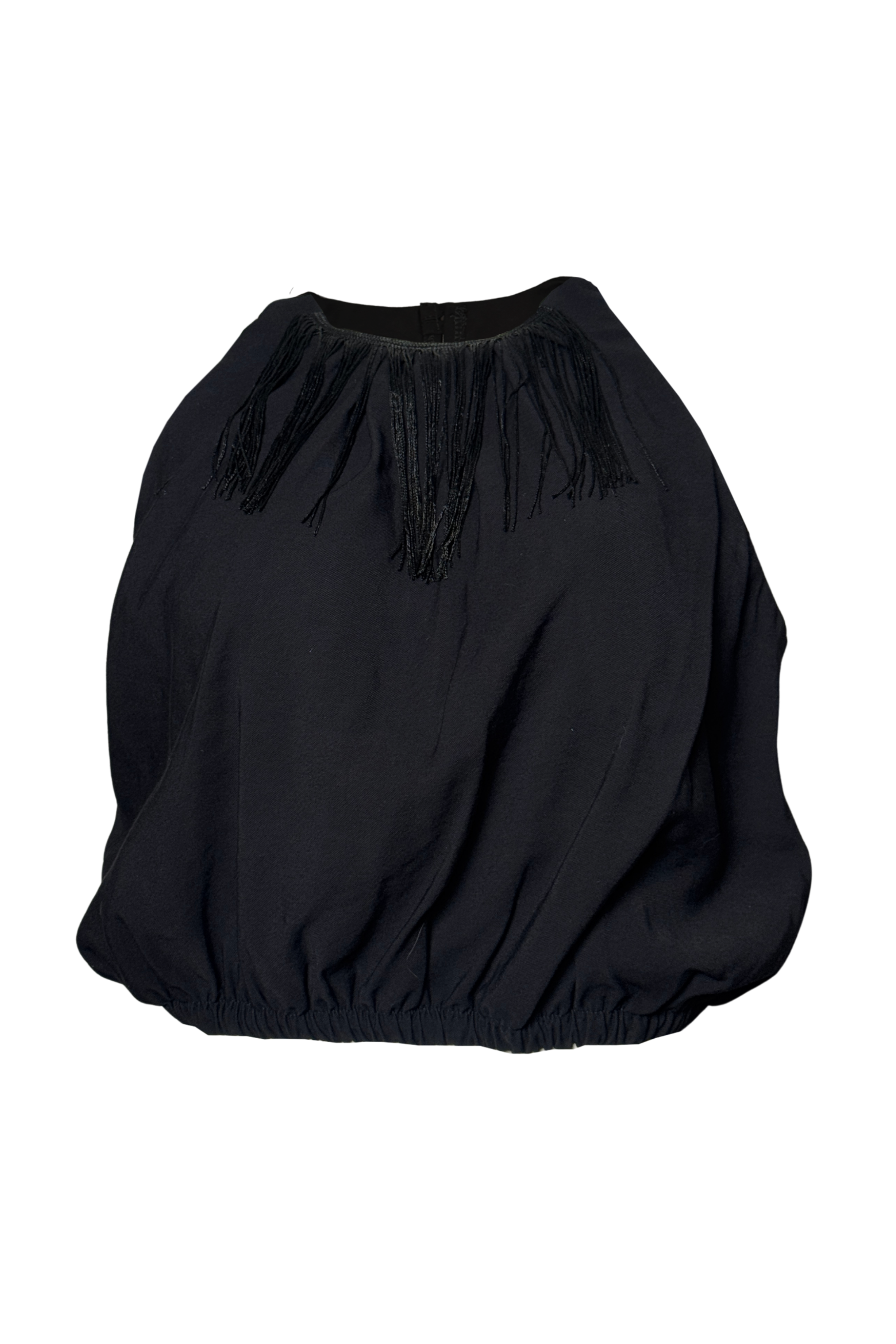 PTJ010330 camisa con flecos color negro