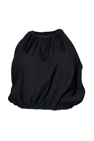 PTJ010330 camisa con flecos color negro