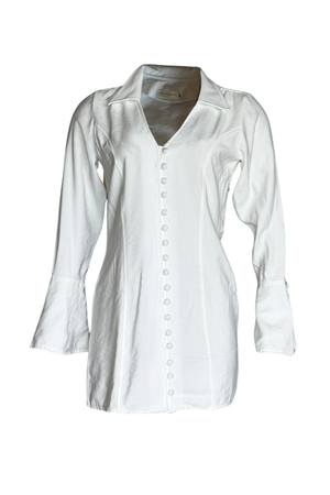 PTJ0113 vestido corto con botones color blanco con mangas