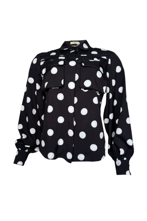 PTJ0127 blusa manga larga con bolsillos color negro