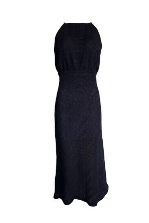 PTJ0132 vestido largo con textura y espalda descubierta color negro
