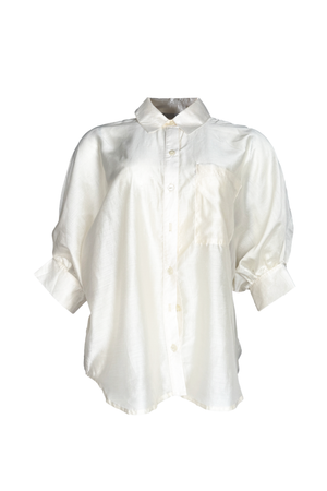 PTJ0138 blusa con botones y tela semi transparente  blanca