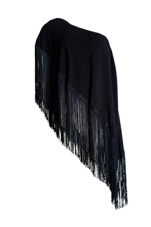 PTJ0150 blusa negra con flecos para mujer