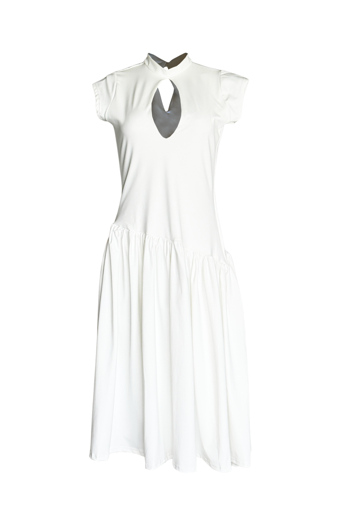 PTJ0156 vestido midi con boleros y escote tipo gota