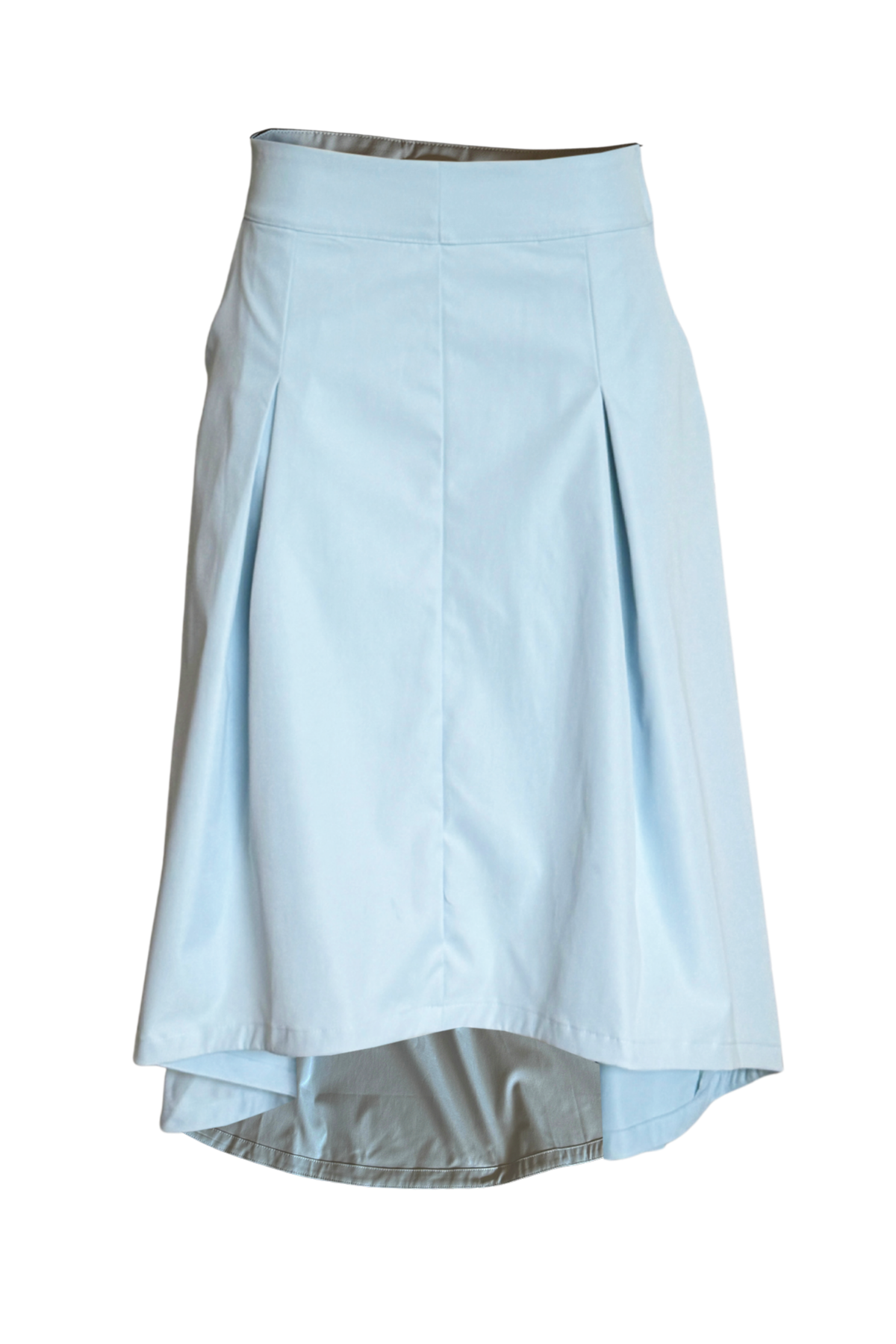 PTJ0162 falda midi con bolsillos color azul claro