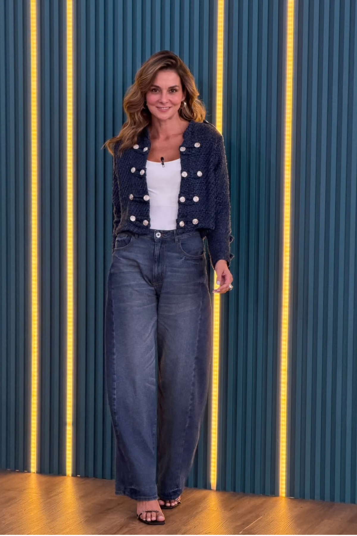 PTJ0167 jean balloon con bolsillos  con chaqueta