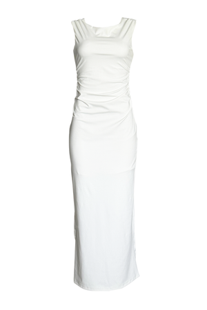 PTJ018212 vestido  largo color blanco con lazos