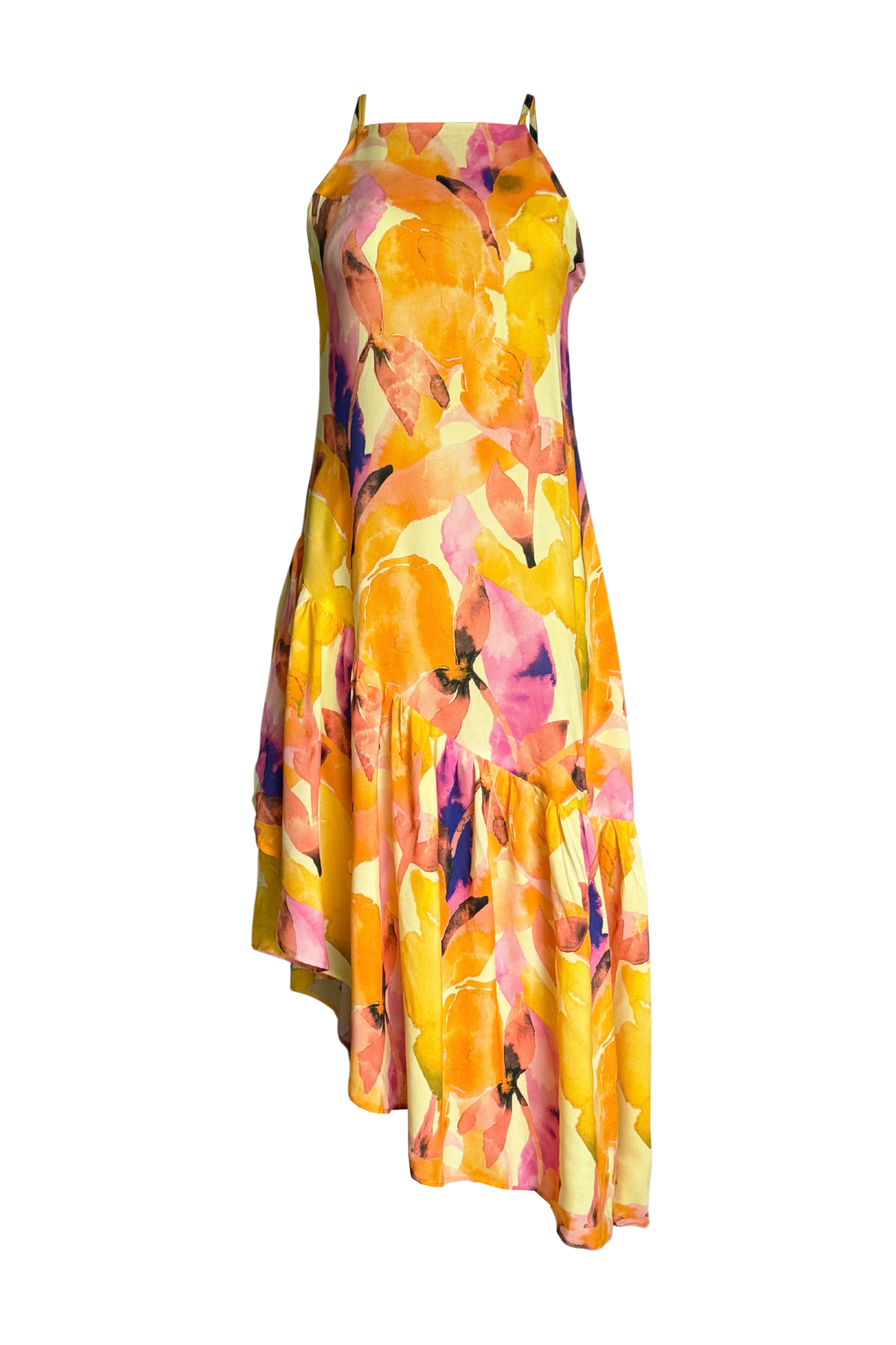 PTJ0188 vestido midi con estampado y tiras