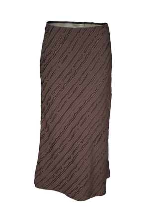 PTJ0200 falda midi con textura y abertura color café