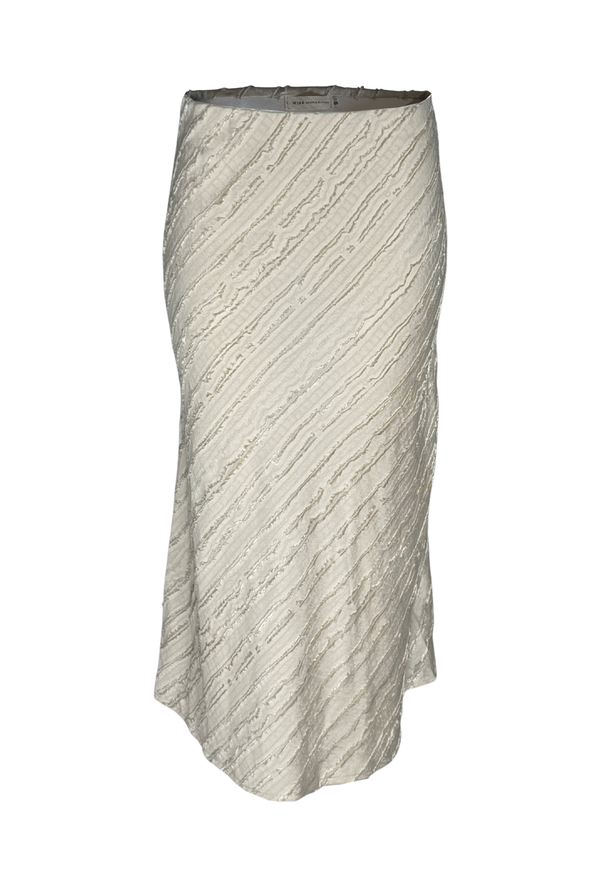 PTJ0200 falda midi con textura y abertura color beige