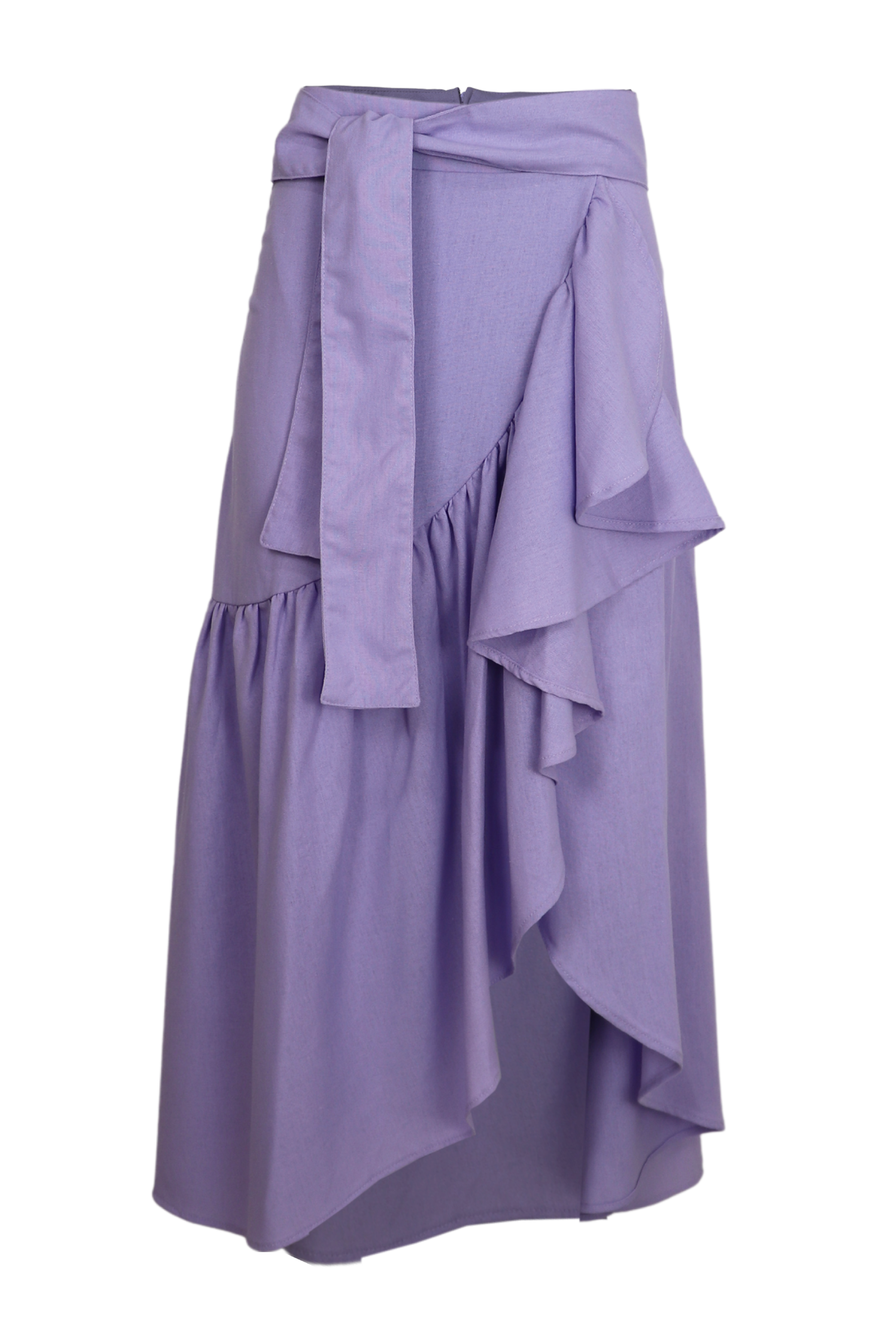 Falda con drapeado lila